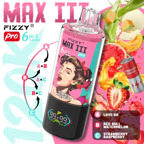 Fizzy 120k Puffs 6-in-1 Max III Pro Beste Wegwerp Vape 120000 Gratis Verzending EU Magazijn