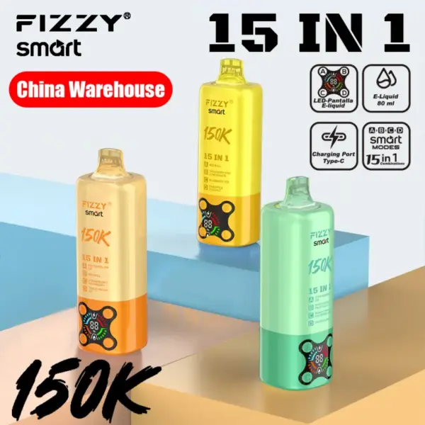 Fizzy 150k Puffs 15 in 1 Smaken Wegwerp Vape 150000 Gratis Verzending EU Magazijn