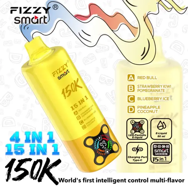 Fizzy 150k Puffs 15 in 1 Smaken Wegwerp Vape 150000 Gratis Verzending EU Magazijn