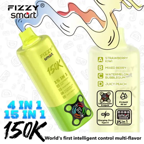 Fizzy 150k Puffs 15 in 1 Smaken Wegwerp Vape 150000 Gratis Verzending EU Magazijn