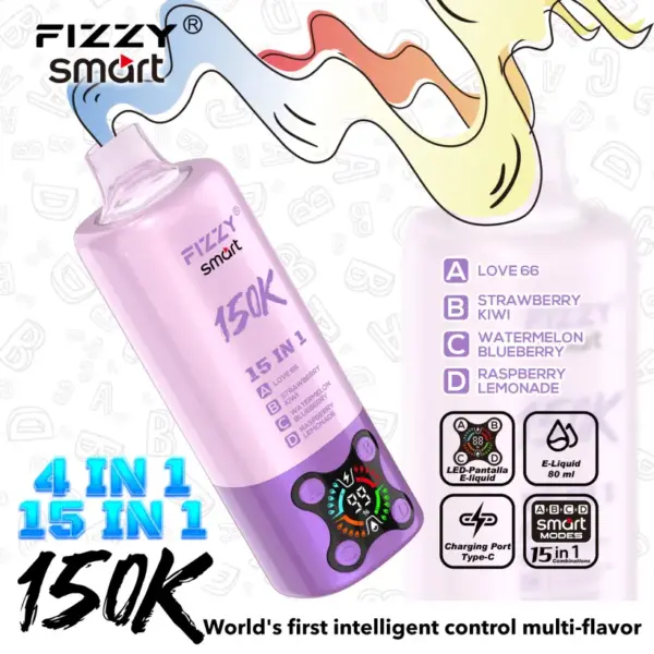 Fizzy 150k Puffs 15 in 1 Smaken Wegwerp Vape 150000 Gratis Verzending EU Magazijn