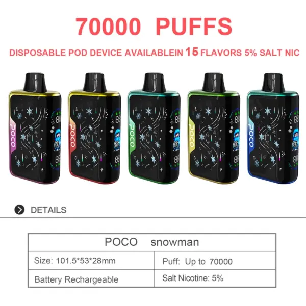 POCO 70000 Puffs 70k Snowman Ice Control Wegwerp Vape Gratis Verzending EU Magazijn