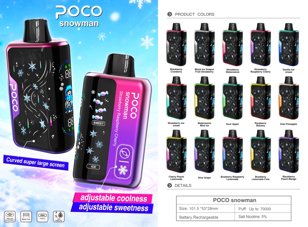 POCO 70000 Puffs 70k Snowman Ice Control Wegwerp Vape Gratis Verzending EU Magazijn