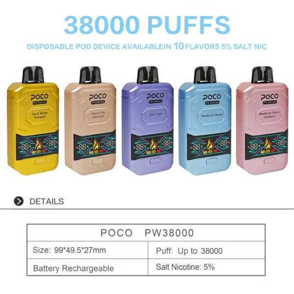 POCO PW 38000 Puffs 38K Beste Wegwerp Vape Pen Gratis Verzending EU Magazijn