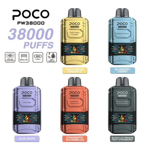 POCO PW 38000 Puffs 38K Beste Wegwerp Vape Pen Gratis Verzending EU Magazijn