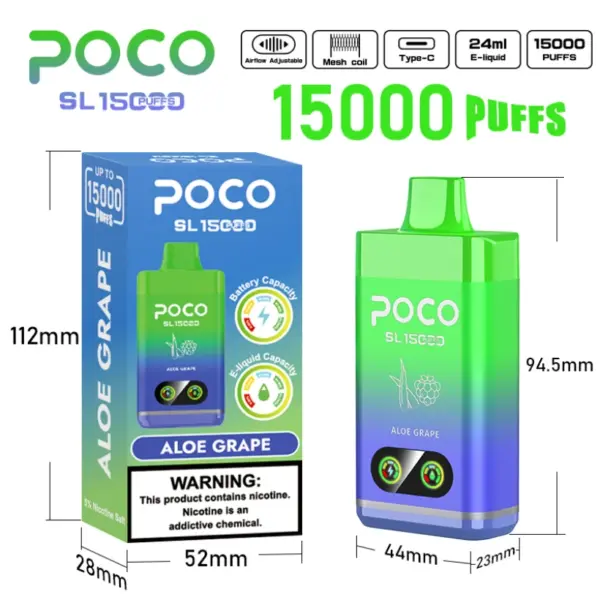POCO SL 15000 Puffs Wegwerpvape Groothandel Gratis Verzendig EU Magazijn