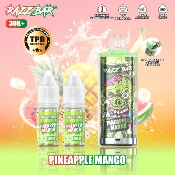 Puff 30000 Razz Bar 30k Puffs TPD Wegwerpvape Groothandel Navulbaar Met 20ml E Liquid Gratis Verzending Vanuit EU
