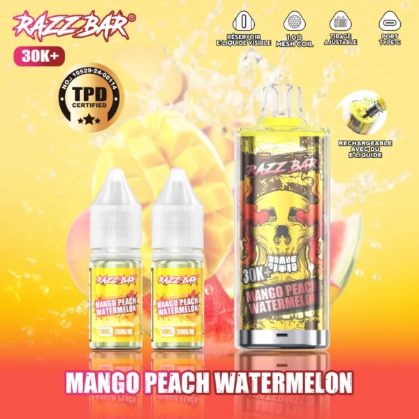 Puff 30000 Razz Bar 30k Puffs TPD Wegwerpvape Groothandel Navulbaar Met 20ml E Liquid Gratis Verzending Vanuit EU