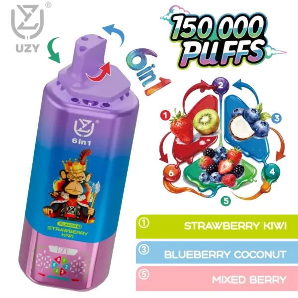 UZY 150K Puffs 6 in 1 Smaken Wegwerp Vape 150000 Gratis Verzending EU Magazijn