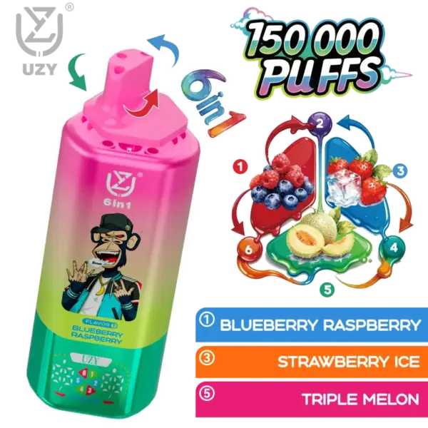 UZY 150K Puffs 6 in 1 Smaken Wegwerp Vape 150000 Gratis Verzending EU Magazijn