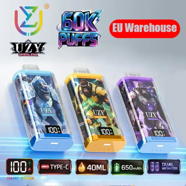 UZY 60K Puffs Crystal Star Wegwerp Vape Winkel Groothandel 60000 EU Magazijn