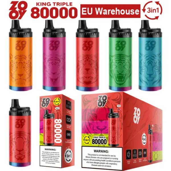 ZOOY 80k Puffs Wegwerpvape King Triple 80000 3 in 1 EU Magazijn