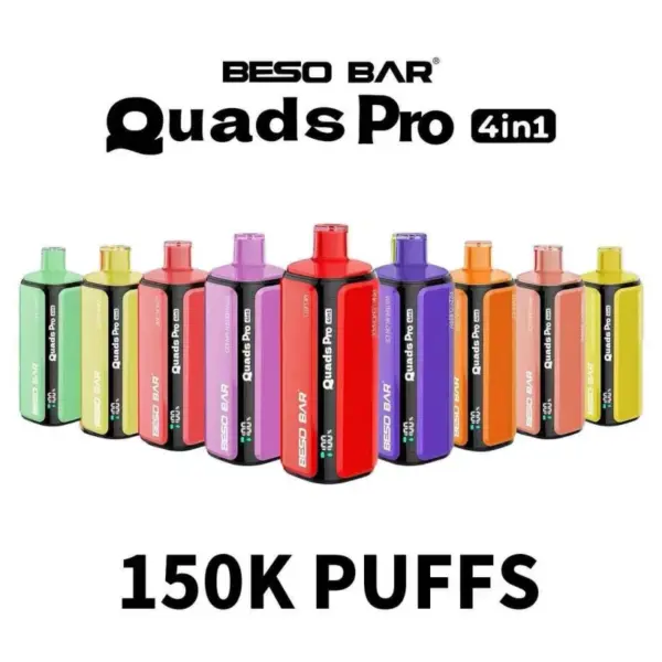 BESO BAR Quads Pro 150K Puffs 4-in-1 Wegwerp Vape met Fruitsmaken Gratis Verzending