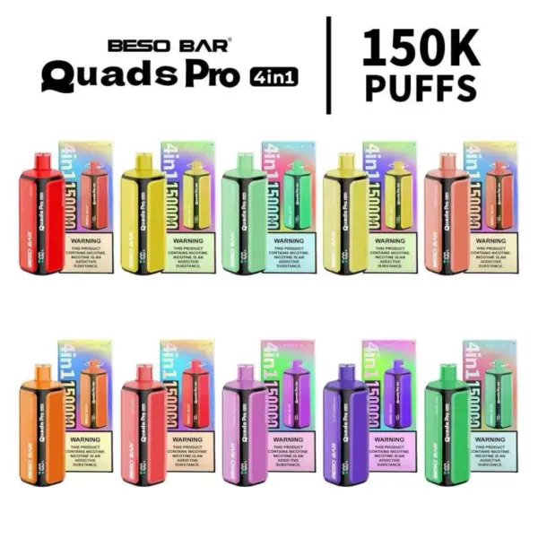 BESO BAR Quads Pro 150K Puffs 4-in-1 Wegwerp Vape met Fruitsmaken Gratis Verzending
