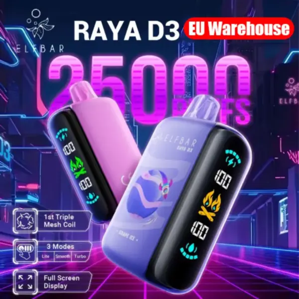 ELF BAR 25K Puffs 25000 RAYA D3 Wegwerp Vape EU Magazijn