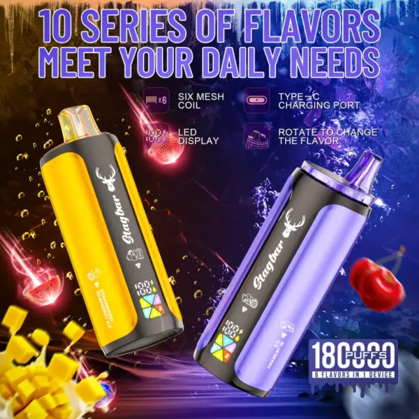 Entrepôt UE Stagbar 180k Puffs Vape Jetable 4 en 1 Vente en Gros Livraison Gratuite
