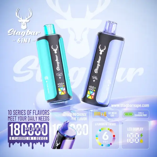 Entrepôt UE Stagbar 180k Puffs Vape Jetable 4 en 1 Vente en Gros Livraison Gratuite
