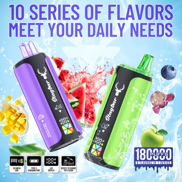 Entrepôt UE Stagbar 180k Puffs Vape Jetable 4 en 1 Vente en Gros Livraison Gratuite