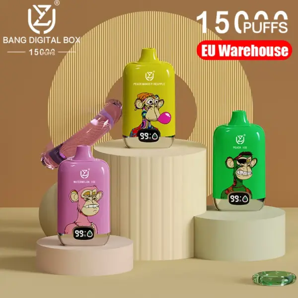 EU Magazijn UZY 15K Puffs 15000 Bang Digitale Box Wegwerp Vape Gratis Verzending