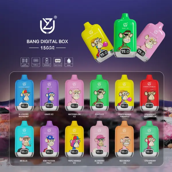 EU Magazijn UZY 15K Puffs 15000 Bang Digitale Box Wegwerp Vape Gratis Verzending