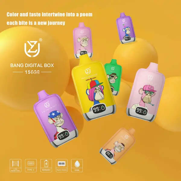 EU Magazijn UZY 15K Puffs 15000 Bang Digitale Box Wegwerp Vape Gratis Verzending