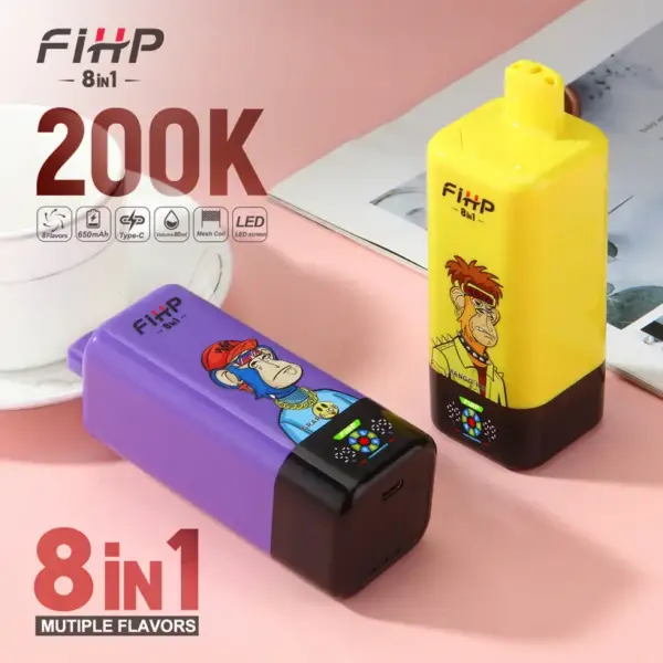 FIHP 200K Puffs 8 In 1 Wegwerp E Sigaret 200000 Gratis Verzending EU Magazijn
