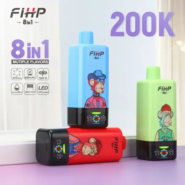 FIHP 200K Puffs 8 In 1 Wegwerp E Sigaret 200000 Gratis Verzending EU Magazijn