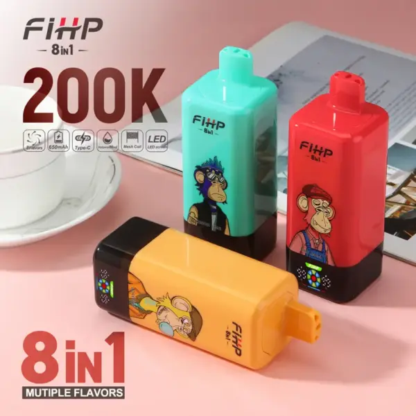 FIHP 200K Puffs 8 In 1 Wegwerp E Sigaret 200000 Gratis Verzending EU Magazijn