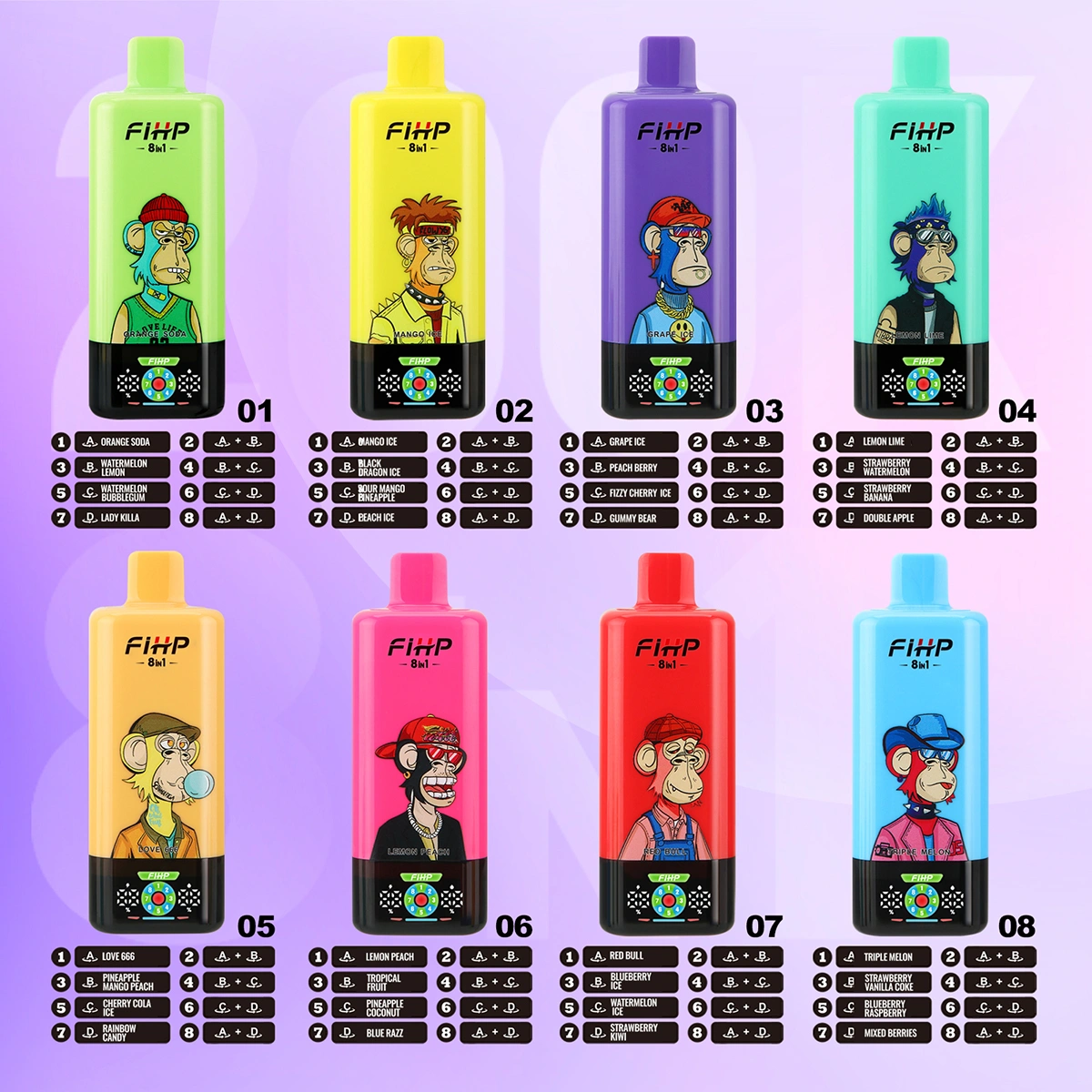 FIHP 200K Puffs 8 In 1 Wegwerp E Sigaret 200000 Gratis Verzending EU Magazijn