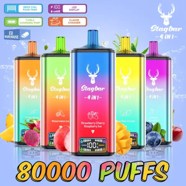 Stagbar 80k Puffs Wegwerp Vape Stag Bar 4-in-1 Gratis Verzending EU Magazijn