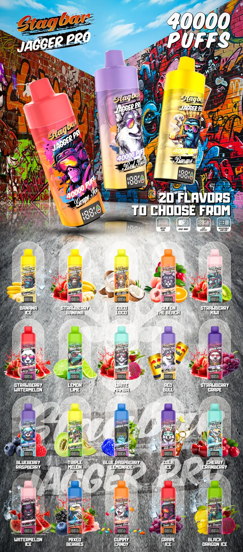 Stagbar Jagger Pro 40K Puffs 40000 Wegwerp E Sigaret Groothandel EU Magazijn