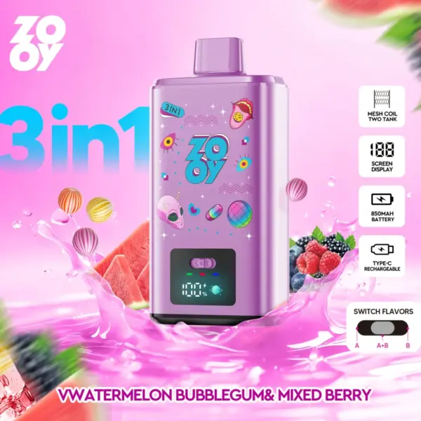 Zooy 150K Puffs 150000 Drie Smaken Wegwerp Vape 3 In 1 Groothandel EU Magazijn