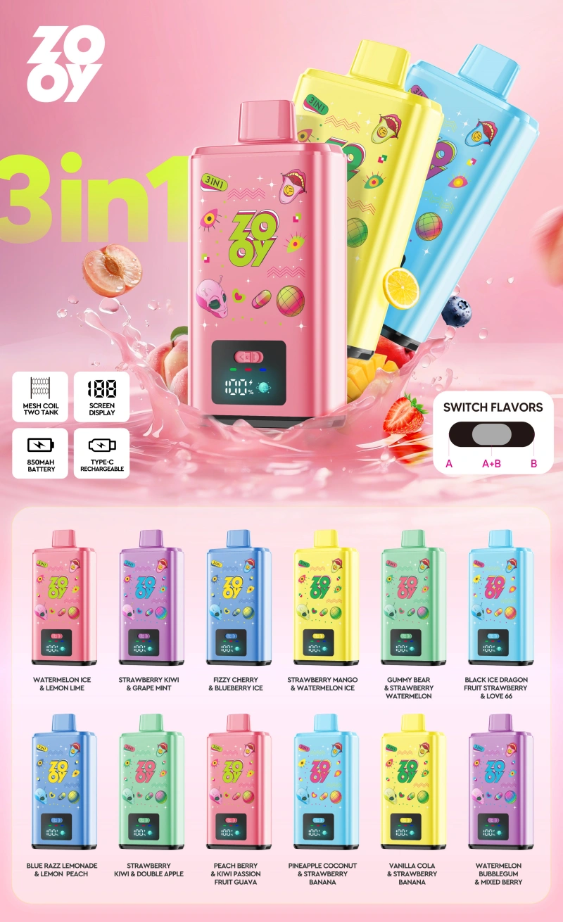 Zooy 150K Puffs 150000 Drie Smaken Wegwerp Vape 3 In 1 Groothandel EU Magazijn