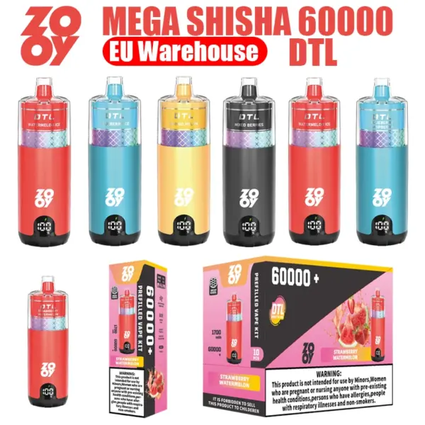ZOOY Mega 60K Puffs 60000 DTL Shisha Wegwerp E Sigaret Groothandel EU Magazijn