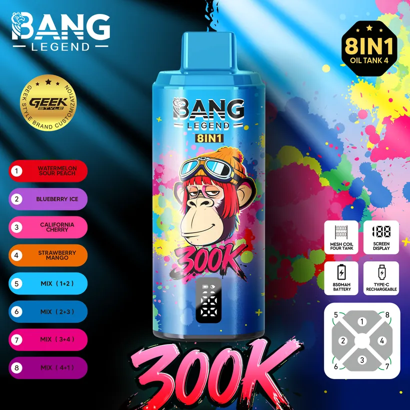 Bang Legend 300000 Trekjes 8 in 1 Smaken Wegwerp Vape Online Gratis Verzending