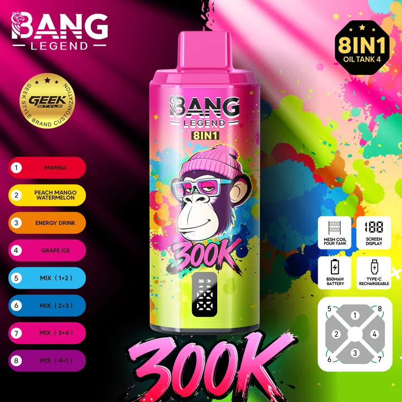 Bang Legend 300000 Trekjes 8 in 1 Smaken Wegwerp Vape Online Gratis Verzending