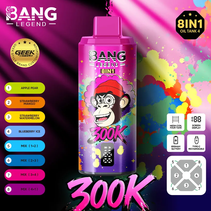 Bang Legend 300000 Trekjes 8 in 1 Smaken Wegwerp Vape Online Gratis Verzending