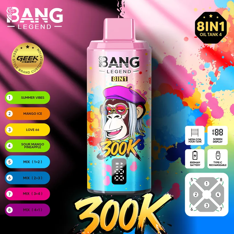 Bang Legend 300000 Trekjes 8 in 1 Smaken Wegwerp Vape Online Gratis Verzending
