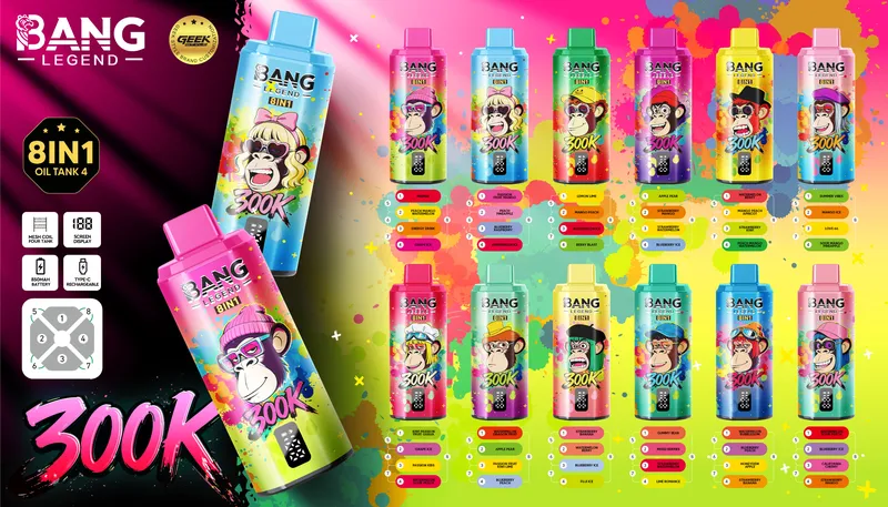Bang Legend 300000 Trekjes 8 in 1 Smaken Wegwerp Vape Online Gratis Verzending