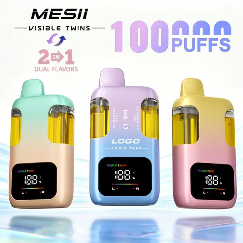 Mesii 100K Trekjes Visible Twins Dubbele Smaken Crystal Wegwerp Vape Gratis Verzending