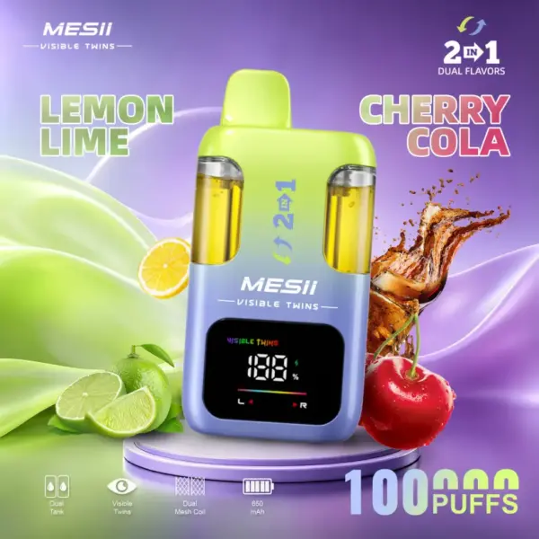 Mesii 100K Trekjes Visible Twins Dubbele Smaken Crystal Wegwerp Vape Gratis Verzending