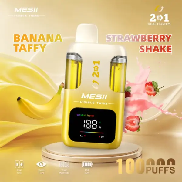 Mesii 100K Trekjes Visible Twins Dubbele Smaken Crystal Wegwerp Vape Gratis Verzending