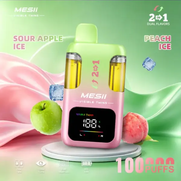 Mesii 100K Trekjes Visible Twins Dubbele Smaken Crystal Wegwerp Vape Gratis Verzending