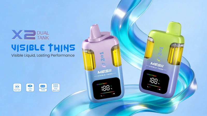 Mesii 100K Trekjes Visible Twins Dubbele Smaken Crystal Wegwerp Vape Gratis Verzending