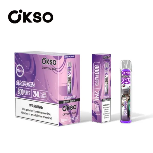 OKSO 800 Puffs Crystal Bar Wegwerp Vape Goedkoop Groothandel Met 2ml E Liquid
