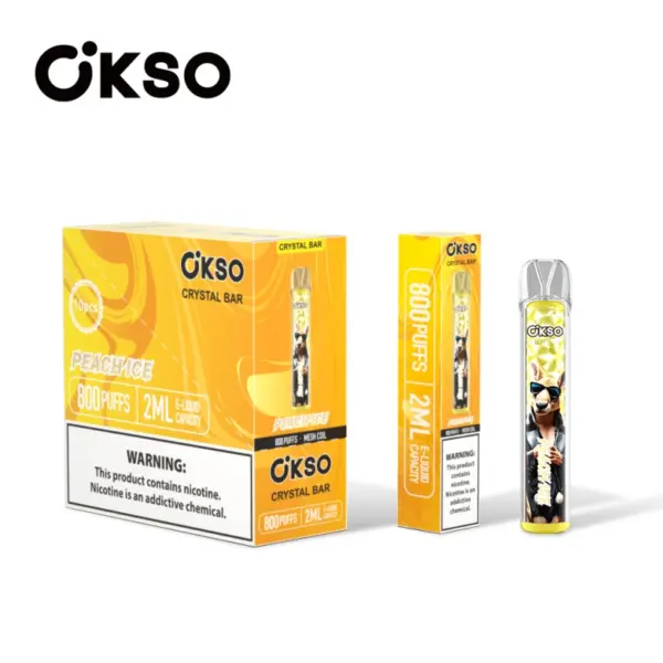 OKSO 800 Puffs Crystal Bar Wegwerp Vape Goedkoop Groothandel Met 2ml E Liquid