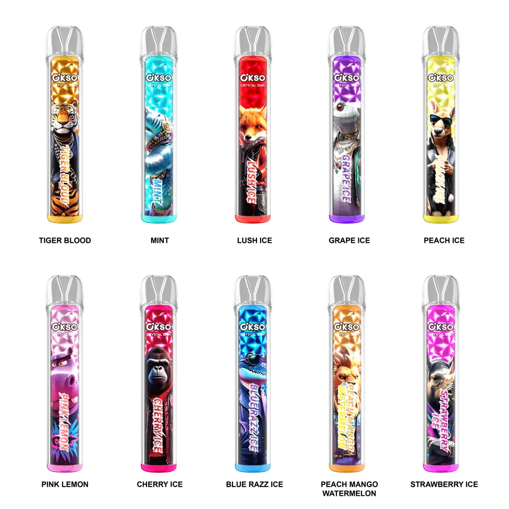 OKSO 800 Puffs Crystal Bar Wegwerp Vape Goedkoop Groothandel Met 2ml E Liquid