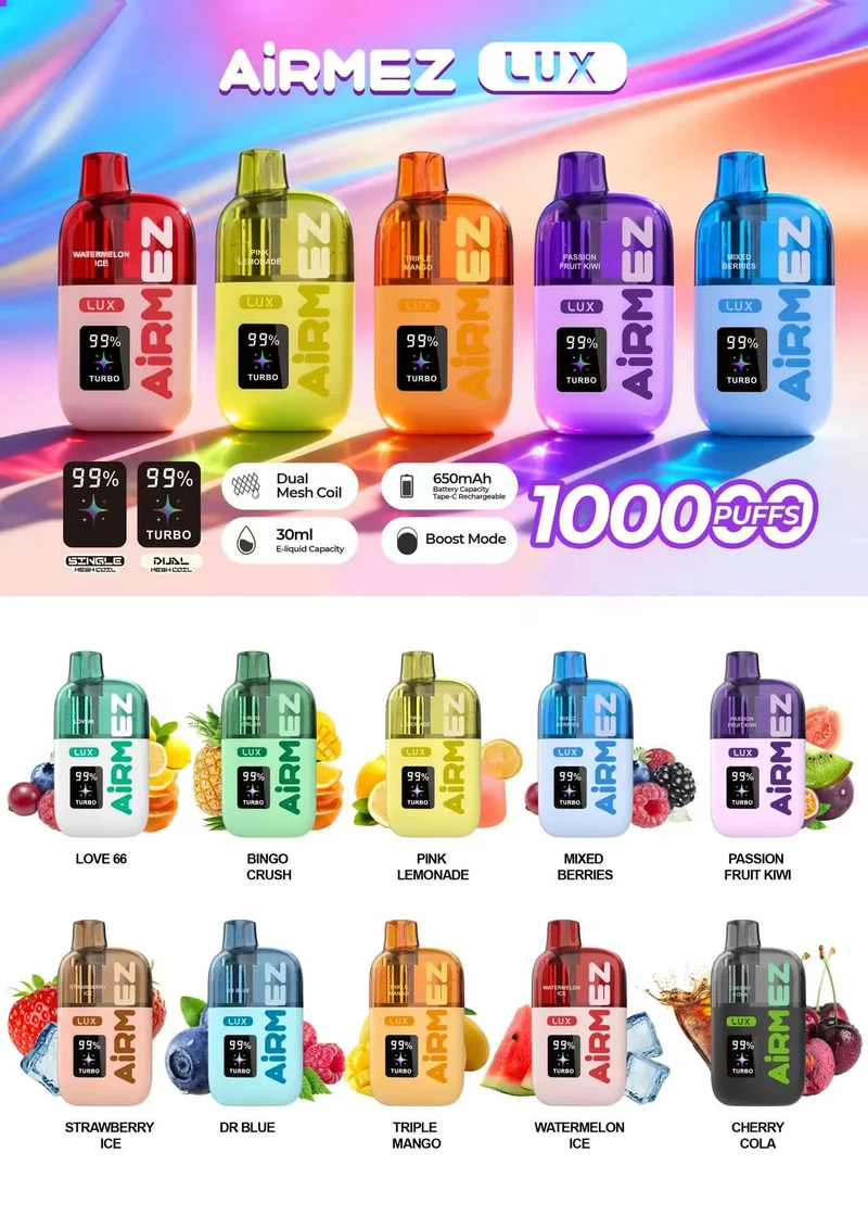 Airmez Lux 100K Trekjes Crystal Wegwerp Vape EU Magazijn Levering Binnen 3-7 Dagen
