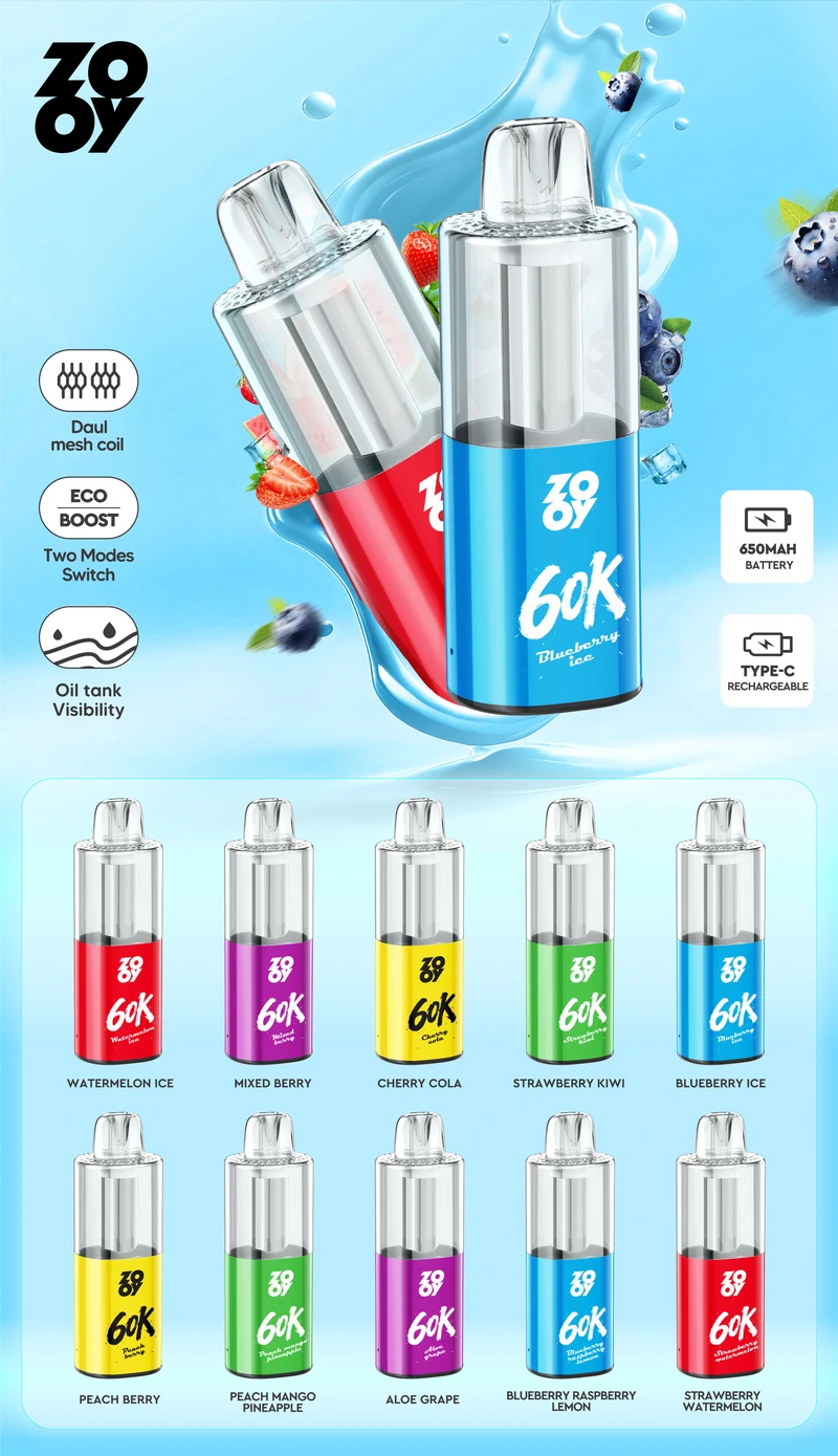 ZOOY 60K Trekjes Crystal Wegwerp Vape EU Magazijn Gratis Verzending